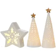 1pcs White Ceramic Christmas Trees That Light Up Tabletop Christmas Tree Star