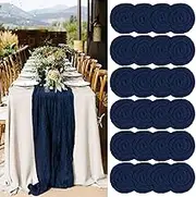 Lykoow 24 Packs Cheesecloth Table Runner Navy Blue,10 Ft Rustic Gauze Boho Wedding Table Runner Decoration, Wedding Table Decor Table Cloth for Wedding Party Bridal Shower Table,21.5x120in
