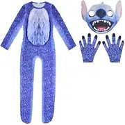 Blue Monster Mask Bodysuits Onesie Costume Adventure Movie Cosplay Movie Cosplay for Boys' Kid's Halloween Carnival World Book Day Performance Educational Dres