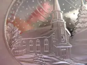 1-OZ.999 SILVER WINTER BLESSINGS COUNTRY CHURCH, CHRISTMAS TREE COIN+GOLD