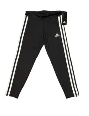 Adidas Girls Black Capri Leggings White Three Stripe NWT Medium 10/12