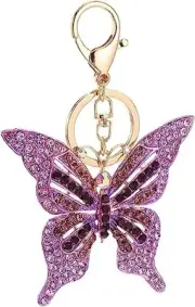 Cute Animal Butterfly Crystal Rhinestone Sparkling Keychain Key Ring Car Bag