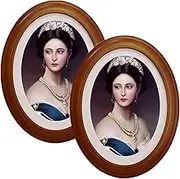 GRRONZEE 2 Pack Oval Picture Frame 5x7 Brown, Wall Photo Frame for Home Decor and Gallery
