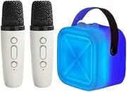 Karaoke Machine with Microphones, Handled Karaoke Machine Wireless for Kids, Family Friends Interaction Singing Speaker with Light for Children Aged 3