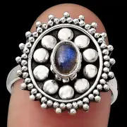 Blue Labradorite - Madagascar 925 Sterling Silver Ring s.7.5 Jewelry R-1273