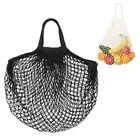 1-Pack Reusable Washable Mesh Net String Grocery Bags [Black,Short Handle]