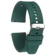 Silicone Watch Band 22mm Quick Release Flexible Soft Watch Strap, Deep Green
