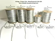 5 yds.- Vintage New Soutache Cord Silver-Metallic Gimp, fabric Trim, mfg. in USA