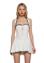 Making Headlines Halter Dress - White