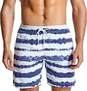 [Aosufei] Men's Braethable Loose Drawstring Beach Shorts Printed Waterproof Casual Swim Trunks Quick Dry Waterproof Shorts