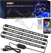 Car Interior Lights, USB Led Car Lights Interior with Smart App Control,RGB Led Lights for Car Interior DIY Mode Music Sync Mode 2 Lines Design LED Lights for Women Men (12V USB)