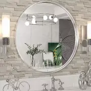 round Mirror 24 Inch Brushed Silver round Bathroom Mirror for Wall Non-Rusting A