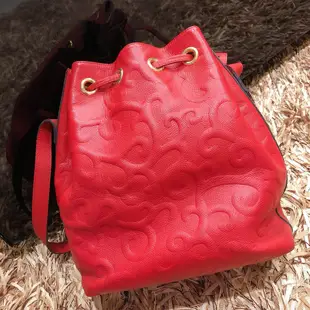 YSL YVES SAINT LAURENT 紅色皮革水桶包 專櫃正品 手提包 肩背包 側背包 經典