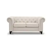 Mellowly 2 Seater Sofa Fabric Uplholstered Chesterfield Lounge Couch - Beige