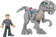 Fisher-Price Imaginext Jurassic World Dominion Dinosaur Toy Set with Blue and Owen Grady for Preschool Pretend Play, Breakout Blue
