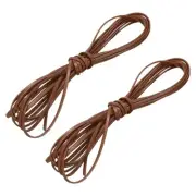 2 Bundles Flat Leather Cord, 5.5 Yards 5mm Leather Craft Lace Strip, Coffee