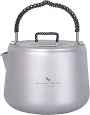 Boundless Voyage Titanium Kettle, 1.4L Lightweight Coffee Tea Water Kettle with Filter and Anti-scalding Handle Lid Suitable Induction Cooker for Outdoor Camping Hiking Climbing Ti3096D