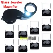 Lots 40X 25mm Coin Jewelry Eye Loupe Magnifier LED Light Jewelers Diamond Loop