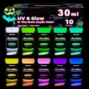 Glow In The Dark Paint, 30ml/1oz Neon Glow Acrylic Paints, 2IN1 Waterproof