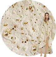 SeaRoomy Burritos Tortilla Throw Blanket, Tortilla Wrap Blanket, Novelty Tortilla Round Blanket Giant Tortilla Round Soft Blanket for Adults and Kids (Light Yellow, 71 inches,Adult)