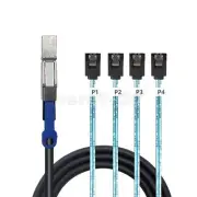 MINI SAS HD SFF-8644 to 4 SATA 7P Straight Server Hard Drive Cable 1M 12GB/S
