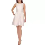 Adrianna Papell Womens Dress Size 6 White Mikado Peral Jacquard Fit Flare New