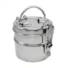 Stainless Steel Lunch Box 2 Tier Food Container Carrier Set Indian Tiffin Round