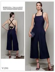 VOGUE SEWING PATTERN 1591 MISSES 6-14 CROPPED WIDE LEG JUMPSUIT W/ BACK TIES