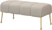 Bed End Bench Stitched Upholstered Bedroom Benches with Gold Legs, Entryway Bench Footrest Bench Dining Bench for Bedroom Living Room, Gray Bedroom Bench(120 * 45 * 45cm)