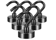 Magnetic Hooks 25 lbs Strong Neodymium Cruise Grill Fridge Pack Of 6 Black