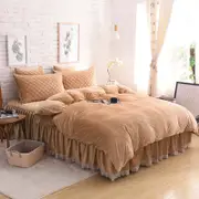 Velvet Fleece Quilt Cover Set - Camel