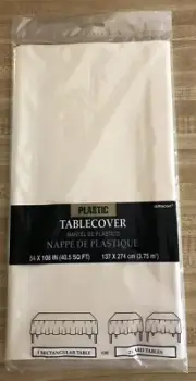 Amscan Plastic White Table Cloth 108 x 54