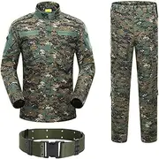 [HANSTRONG GEAR] H World Shopping Military Tactical Mens Hunting Combat BDU Uniform Suit Shirt & Pants with Belt Woodland Digital AOR2