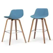Marana Blue Linen Bar Stool: Adjustable & Swivel