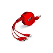 3-in-1 USB Charging Cable for Android, iOS and Type C-Red