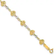14K Two-Tone Two Tone D/C Heart Link Bracelet