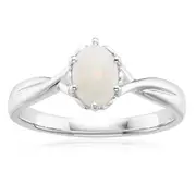 Sterling Silver 7x5mm Oval Cut Opal Ring