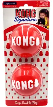 Kong Signature Balls 2-pk Large Squeaky Bouncy Dog Fetch Toys 3.5"