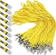 50 Pcs Lanyards Clips Bulk Lanyards for ID Name Badge Holder Lanyards Flat with Swivel Hook for Office School(Yellow)