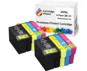 8 Pack (2BK,2C,2M,2Y) Compatible Ink for Epson 252XL for Epson Workforce WF-3620 WF-3640 WF-7610 WF-7620 WF-7710 WF-7720 WF-7725