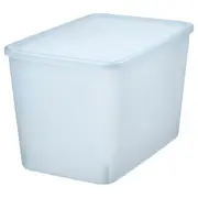 RYKTA storage box with lid, transparent grey-blue, 24x36x23 cm/14.5 l