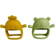 Silicone Teethers For Babies Easy Clean Easy Hold BPA Free Green & Yellow 2ct
