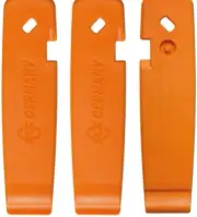 SKS Leverman Tire Levers Set of 3 with Presta Key, Schrader Bleeder, Orange