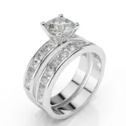 2 2/3 CT Natural Diamond Engagement Ring Set Round H/SI2 14K White Gold