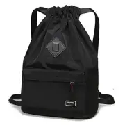 Waterproof Drawstring Sport Bag Lightweight Sackpack Backpack for Men Black