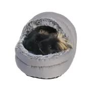 Rosewood 24x21cm Plush Lining Two-Way Ferrets/Ginea Pigs Hooded Pet Bed Grey