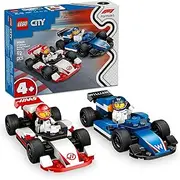 LEGO City F1 Williams Racing & Haas F1 Race Cars Building Toy for 4+ Year Old Boys, Girls & Toddlers, Formula 1 Construction Set with 2 Kids Toy Cars and 2 Driver Minifigures, Model Kit for Fans 60464