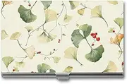 [RKJVB] Business Card Holder Ginkgo Leaves And Berries Slim Business Card Case Professional Name Card Holders Purse Name Card Organizer Minimalist Pocket Card Cases for Men Women, Ginkgo Leaves and