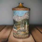 RARE Vintage Gunter Candle Hand Painted Carved Berchtesgaden Germany Landscape