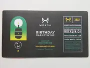 BEER Label STICKER ~ MOKSA Brewing Birthday Barleywine ~ Rocklin, CALIFORNIA